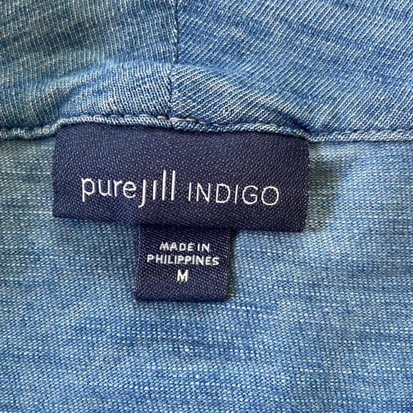 Pure Jill Indigo Cowl Neck Tunic Top Minimalist Chic Loungewear Relaxed Fit - Picture 3 of 11